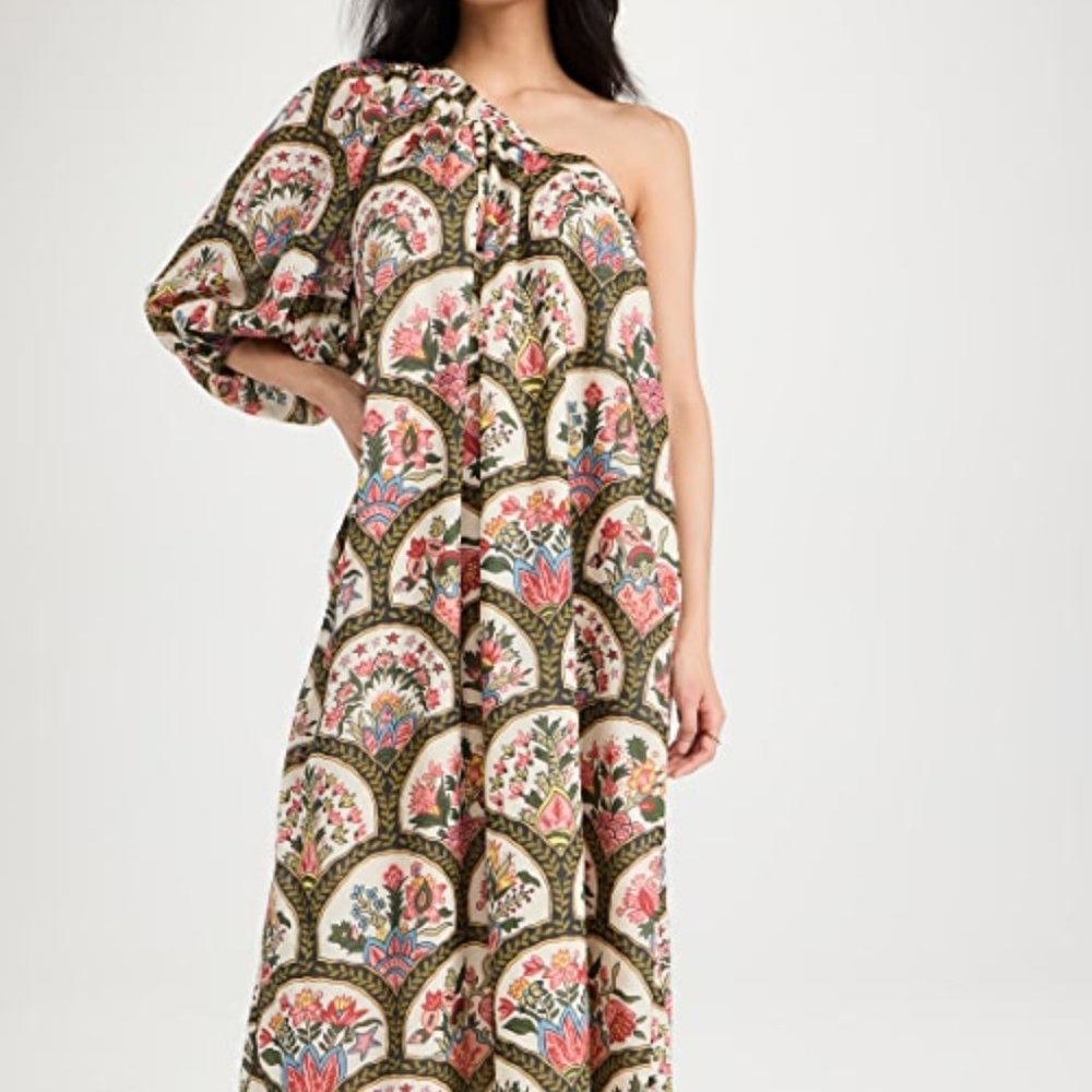 NWT RHODE Rebecca One Shoulder Midi Dress Sz L